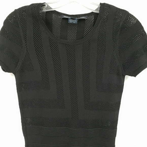 French Connection Black Bodycon Sheer Top Mini Dress - Picture 2 of 12